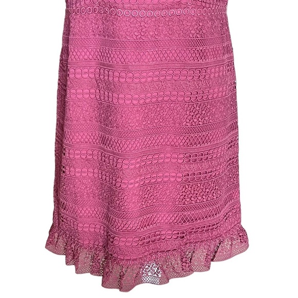 J. Crew Women’s CAP Sleeves Ruffle Dress Size 12 Mixed Lace Crochet - Picture 6 of 11
